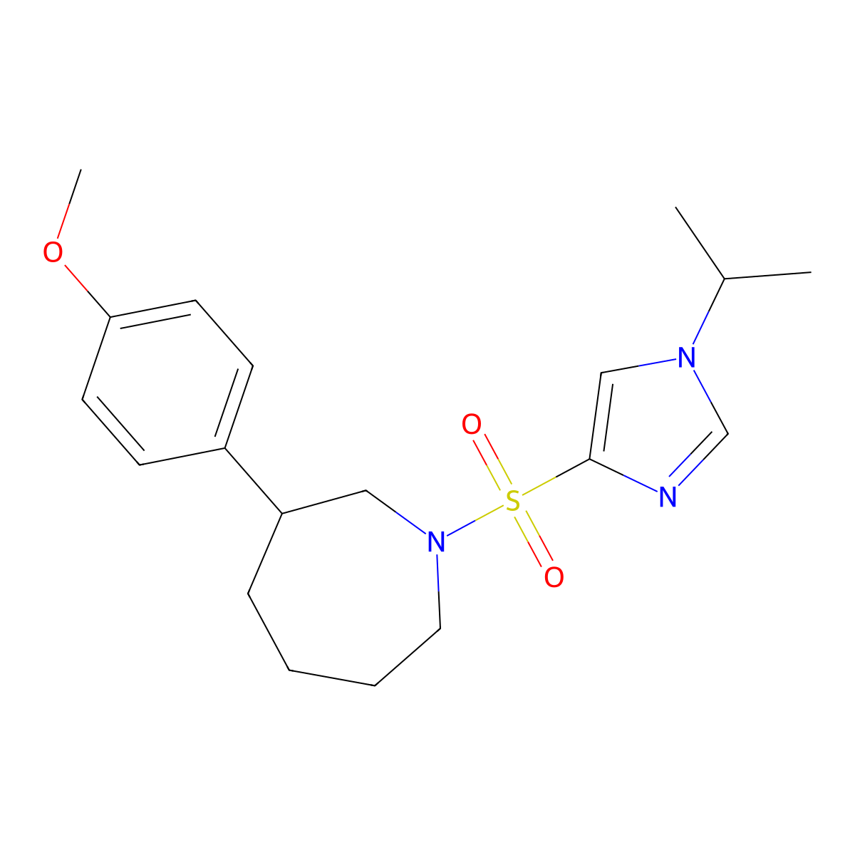 1-((1-isopropyl-1H-imidazol-4-yl)sulfonyl)-3-(4-methoxyphenyl)azepane molecular structure, CAS 1797890-42-6