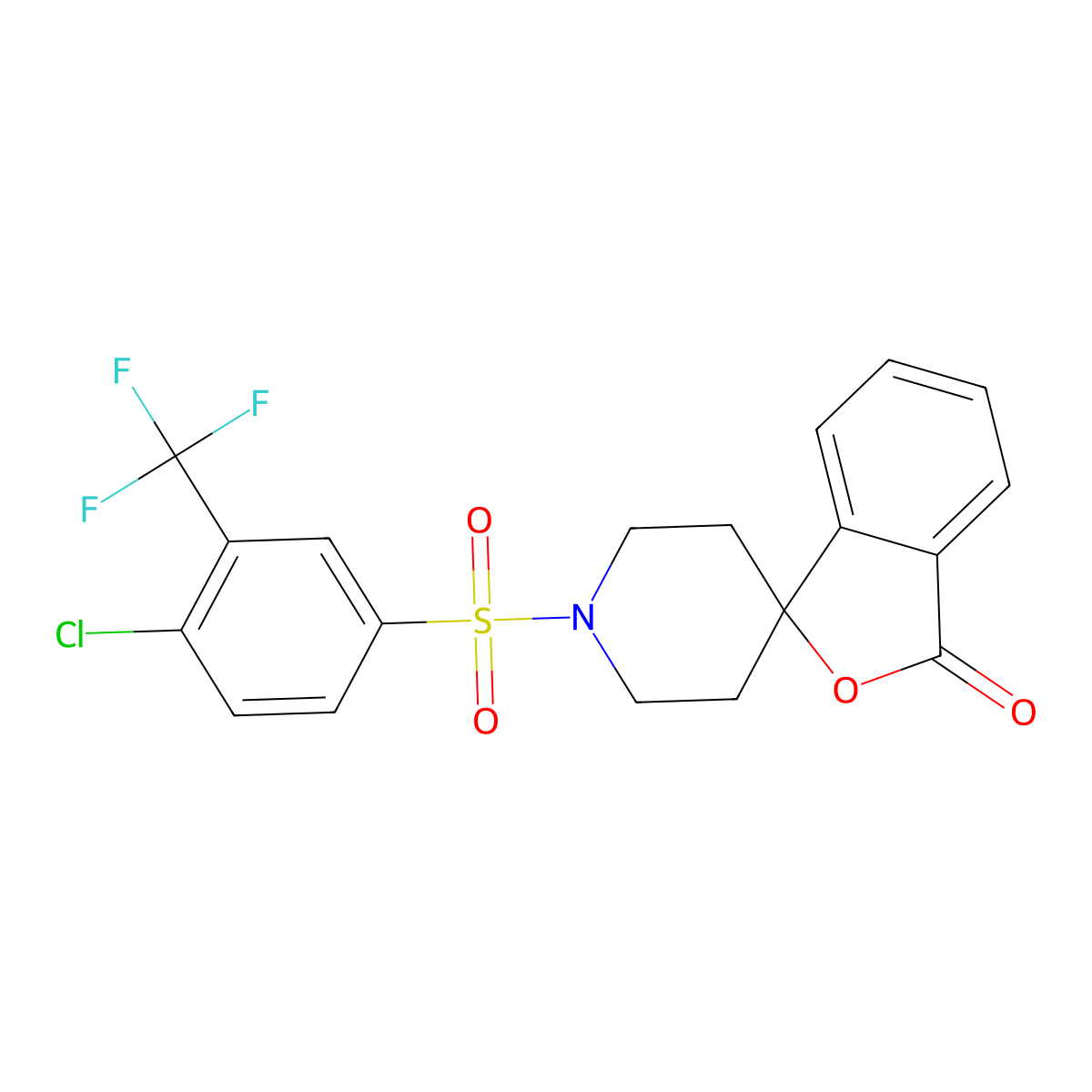 1'-[4-chloro-3-(trifluoromethyl)benzenesulfonyl]-3H-spiro[2-benzofuran-1,4'-piperidine]-3-one molecular structure, CAS 1797890-47-1