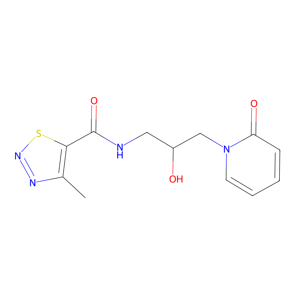 N-(2-hydroxy-3-(2-oxopyridin-1(2H)-yl)propyl)-4-methyl-1,2,3-thiadiazole-5-carboxamide molecular structure, CAS 1797890-58-4