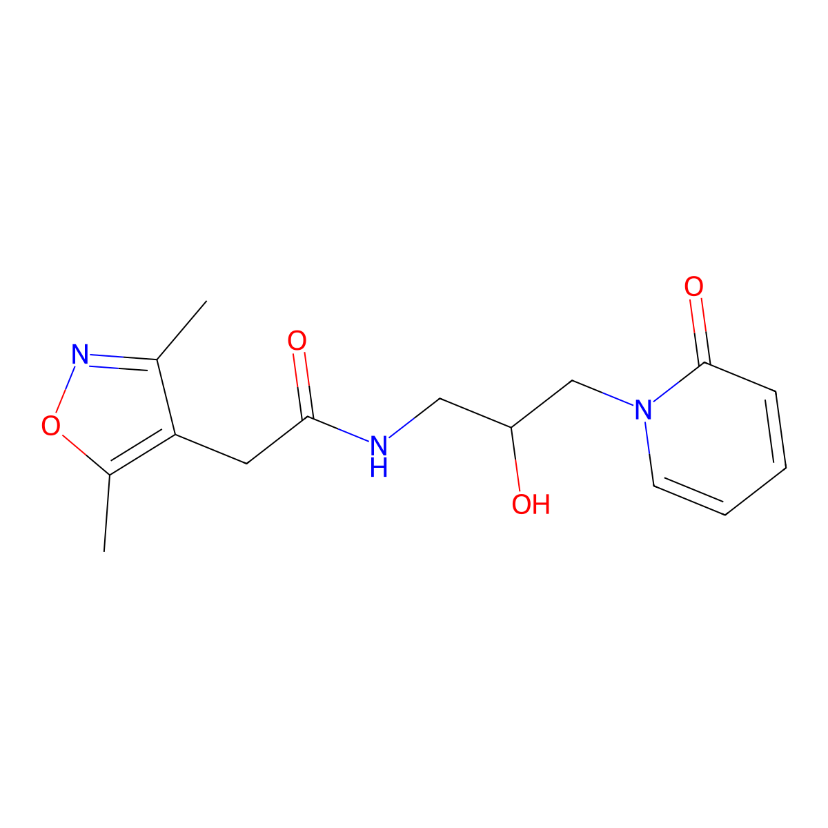 2-(3,5-dimethylisoxazol-4-yl)-N-(2-hydroxy-3-(2-oxopyridin-1(2H)-yl)propyl)acetamide molecular structure, CAS 1797890-65-3