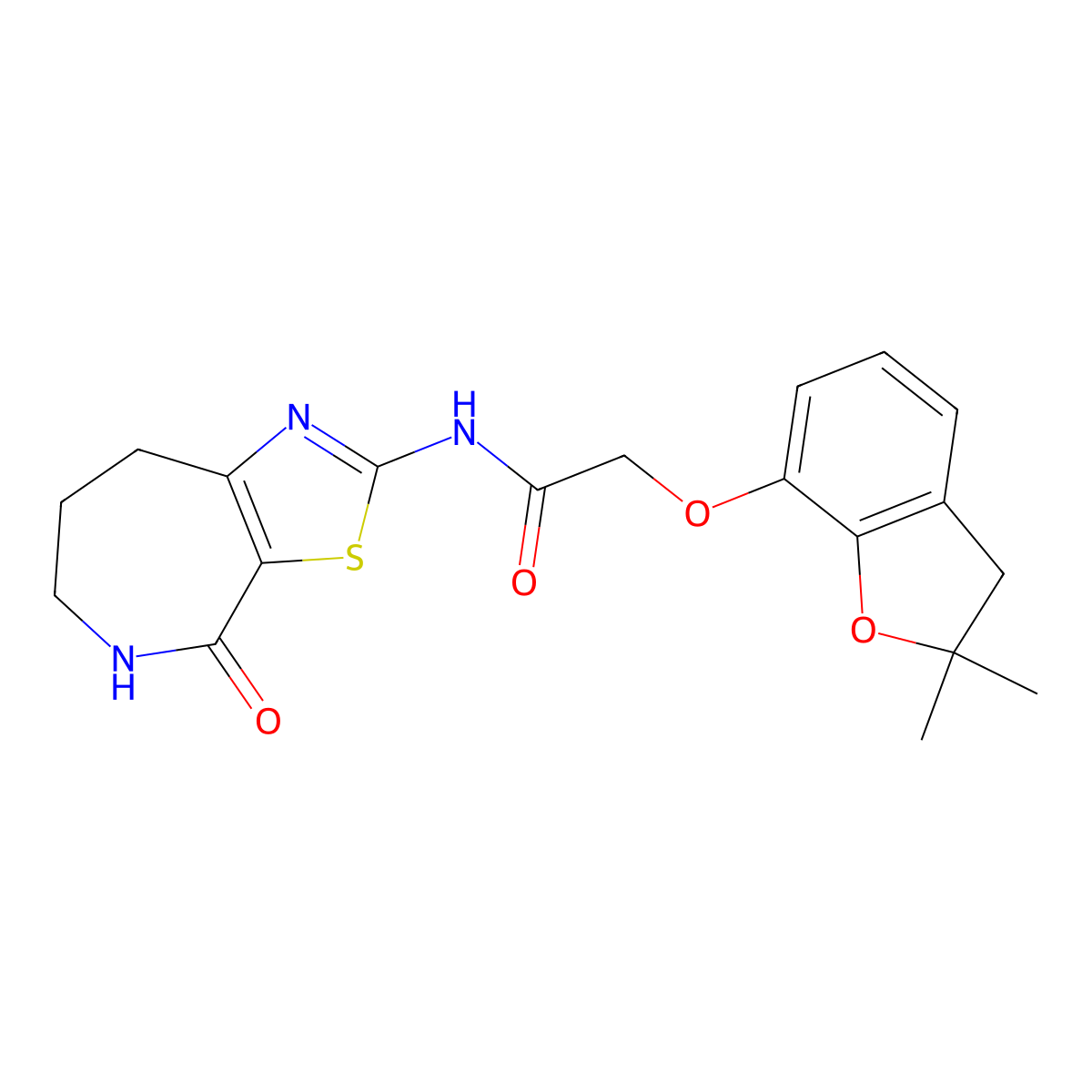 2-[(2,2-dimethyl-2,3-dihydro-1-benzofuran-7-yl)oxy]-N-{4-oxo-4H,5H,6H,7H,8H-[1,3]thiazolo[5,4-c]azepin-2-yl}acetamide molecular structure, CAS 1797890-73-3