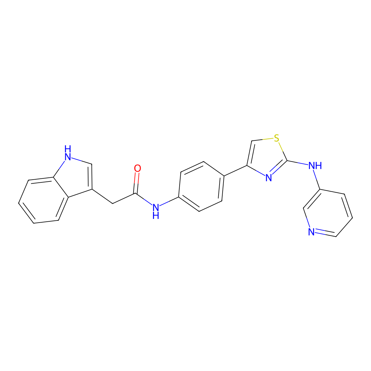 2-(1H-indol-3-yl)-N-(4-(2-(pyridin-3-ylamino)thiazol-4-yl)phenyl)acetamide molecular structure, CAS 1797891-04-3