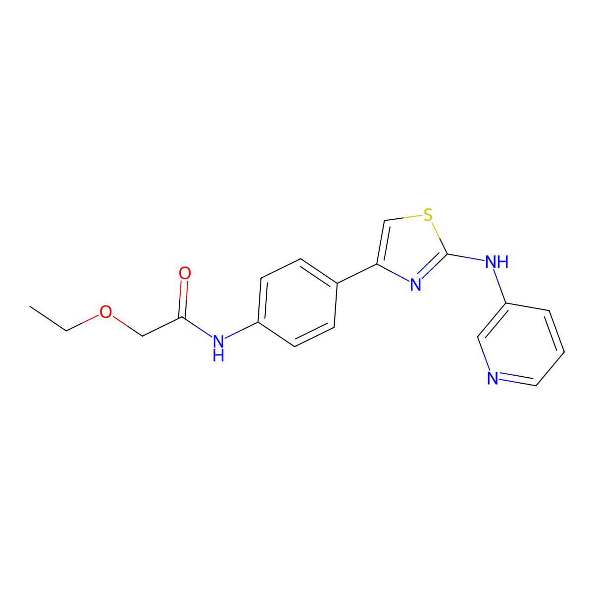 2-ethoxy-N-(4-(2-(pyridin-3-ylamino)thiazol-4-yl)phenyl)acetamide molecular structure, CAS 1797891-11-2
