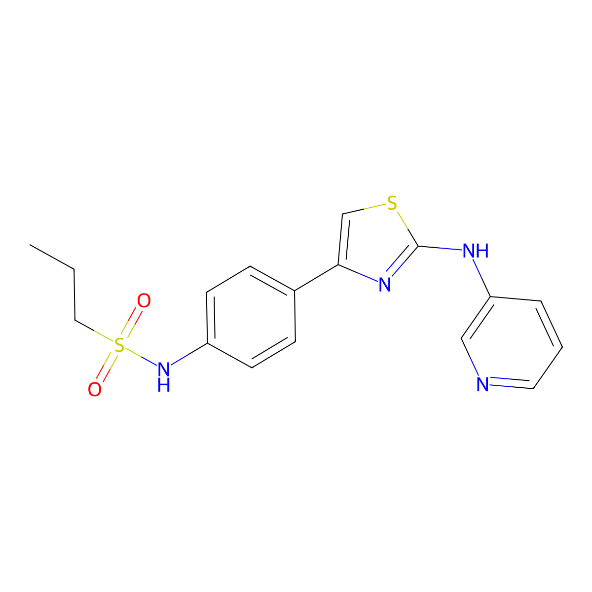 N-(4-(2-(pyridin-3-ylamino)thiazol-4-yl)phenyl)propane-1-sulfonamide molecular structure, CAS 1797891-19-0