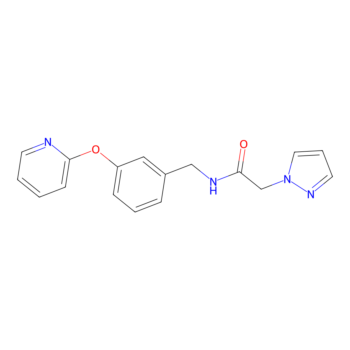 2-(1H-pyrazol-1-yl)-N-(3-(pyridin-2-yloxy)benzyl)acetamide molecular structure, CAS 1797891-21-4