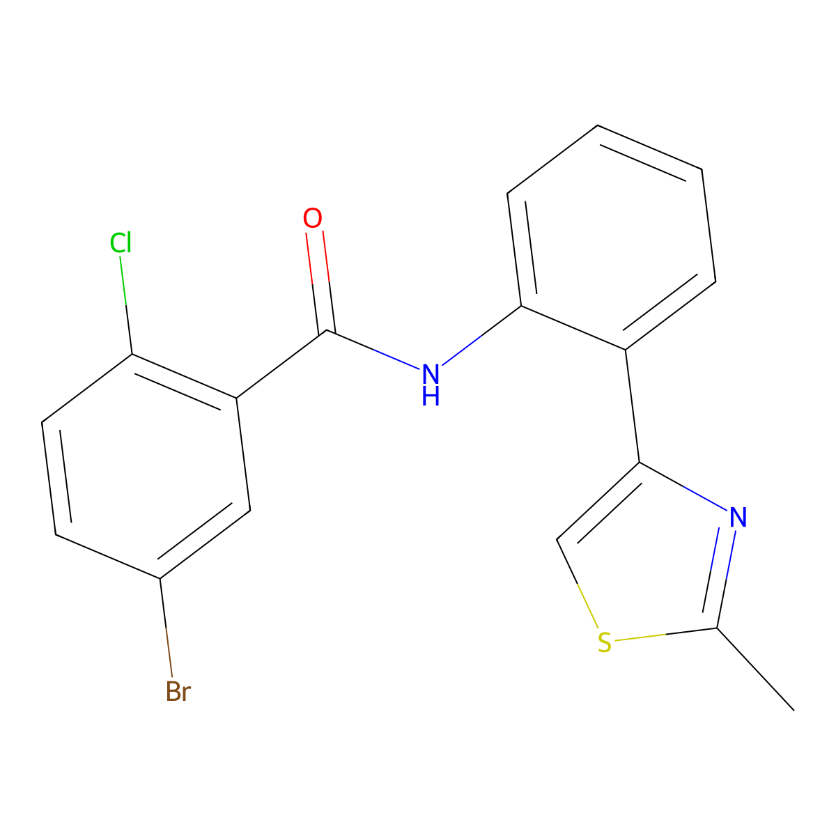 5-bromo-2-chloro-N-(2-(2-methylthiazol-4-yl)phenyl)benzamide molecular structure, CAS 1797891-78-1