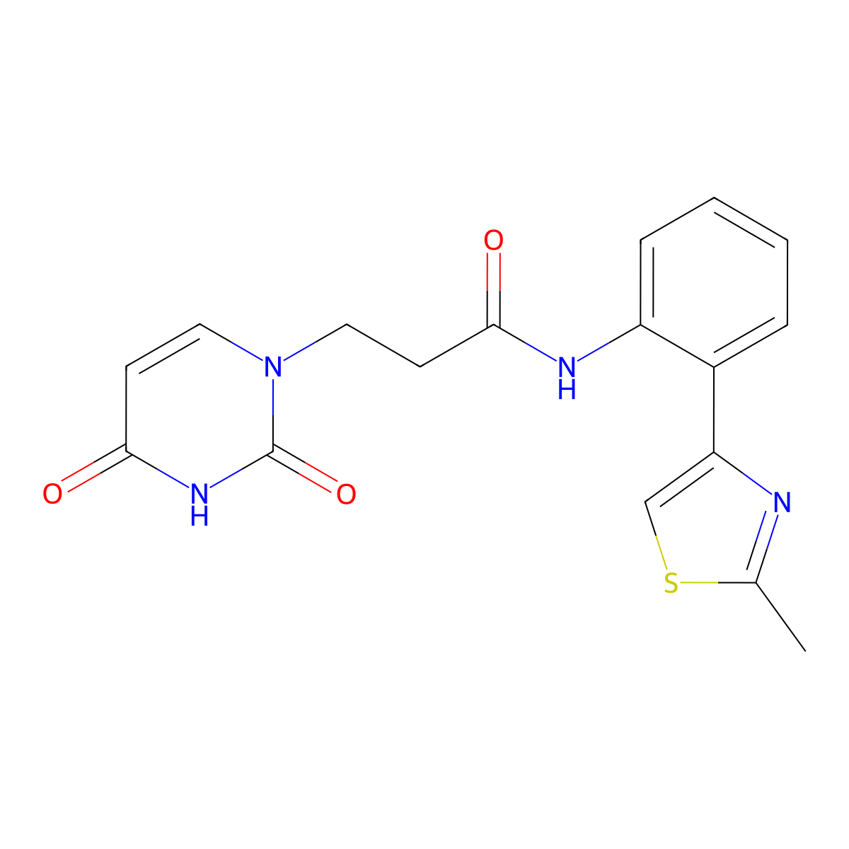 3-(2,4-dioxo-3,4-dihydropyrimidin-1(2H)-yl)-N-(2-(2-methylthiazol-4-yl)phenyl)propanamide molecular structure, CAS 1797892-00-2