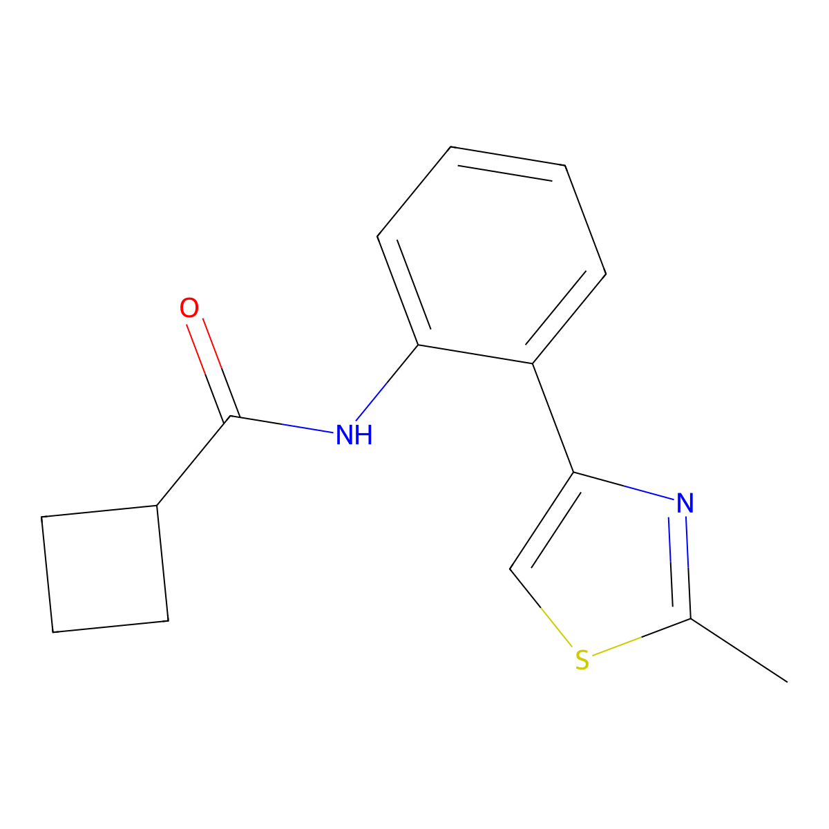 N-(2-(2-methylthiazol-4-yl)phenyl)cyclobutanecarboxamide molecular structure, CAS 1797892-02-4