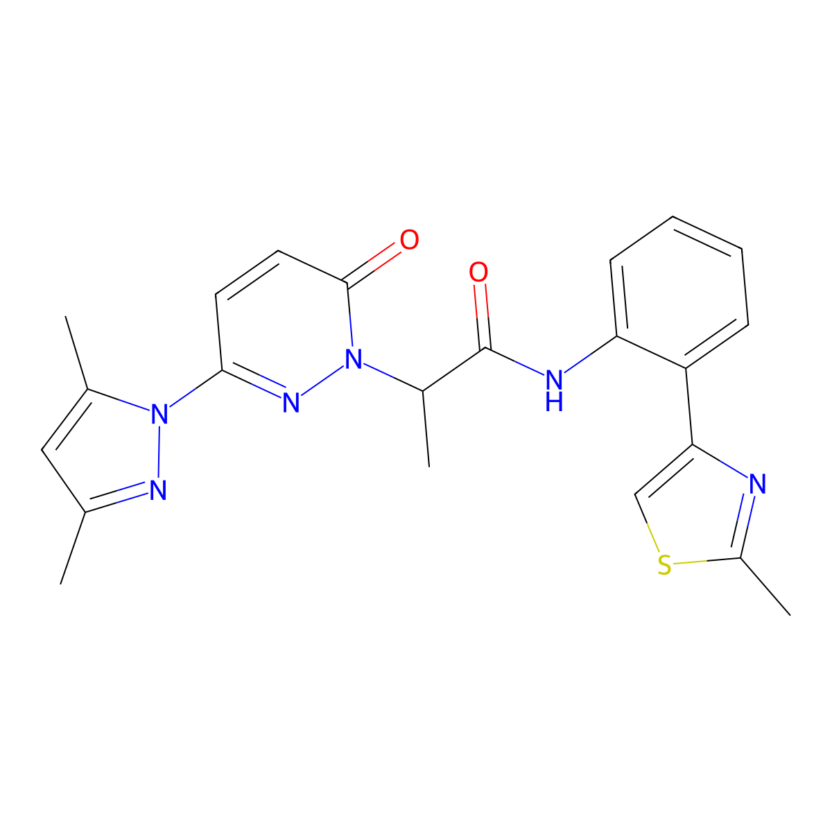 2-(3-(3,5-dimethyl-1H-pyrazol-1-yl)-6-oxopyridazin-1(6H)-yl)-N-(2-(2-methylthiazol-4-yl)phenyl)propanamide molecular structure, CAS 1797892-03-5