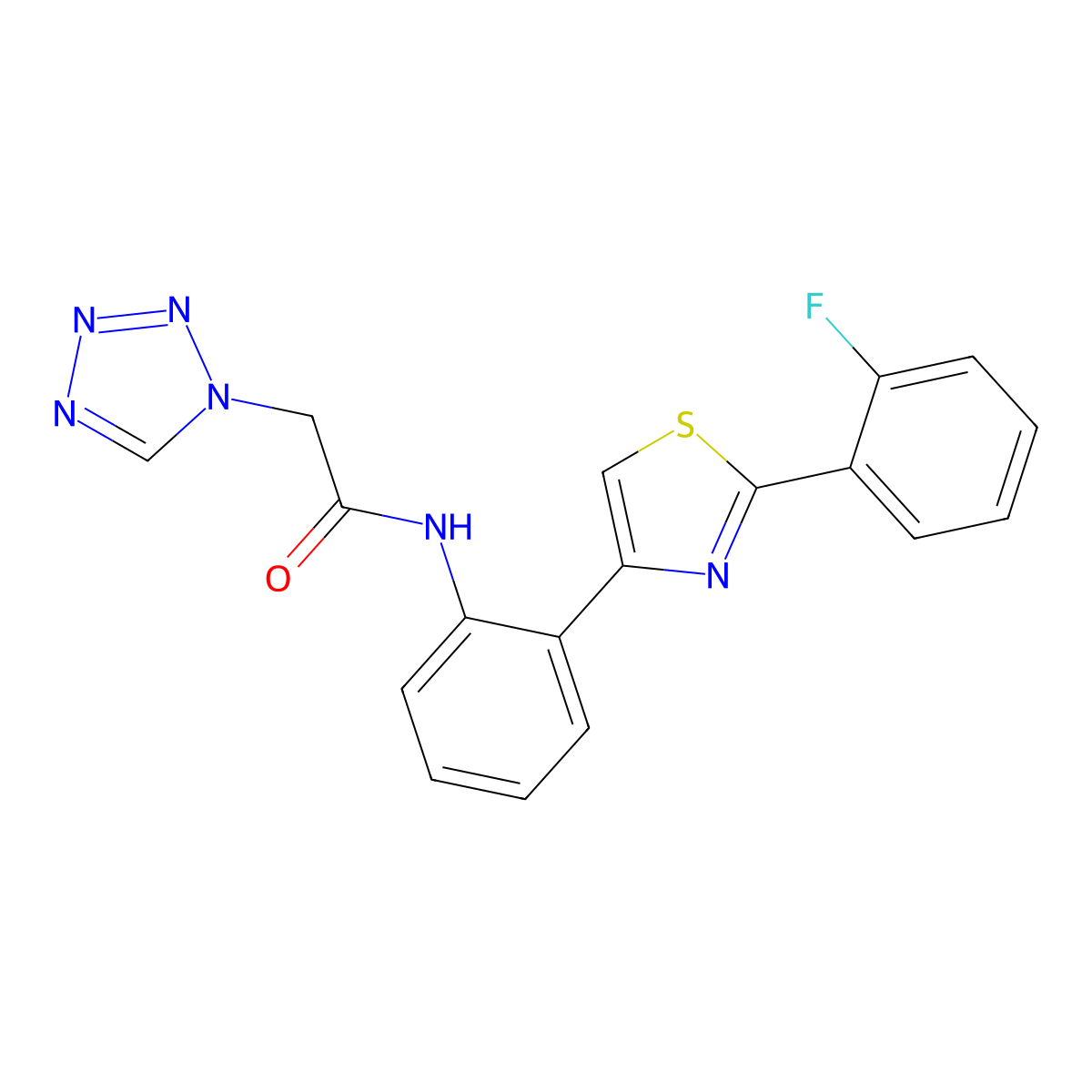 N-(2-(2-(2-fluorophenyl)thiazol-4-yl)phenyl)-2-(1H-tetrazol-1-yl)acetamide molecular structure, CAS 1797892-07-9