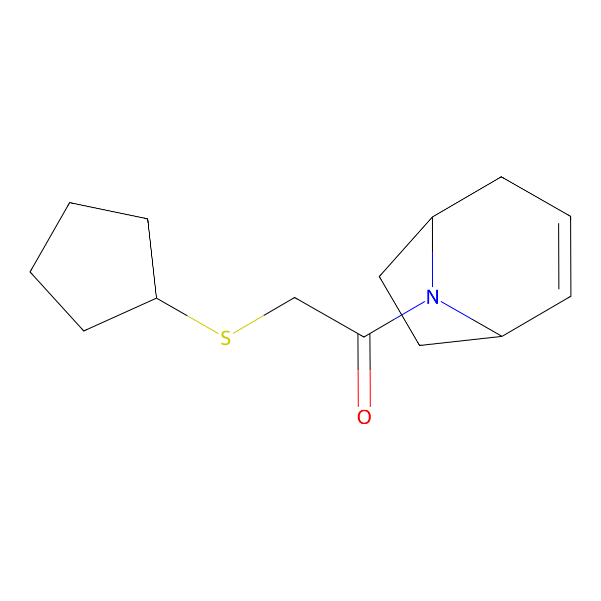 1-((1R,5S)-8-azabicyclo[3.2.1]oct-2-en-8-yl)-2-(cyclopentylthio)ethanone molecular structure, CAS 1797892-38-6
