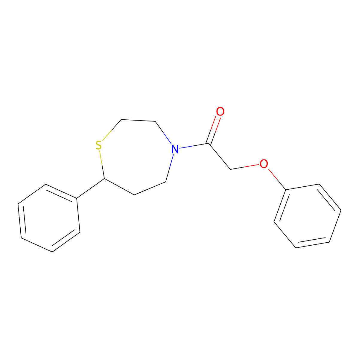 2-Phenoxy-1-(7-phenyl-1,4-thiazepan-4-yl)ethan-1-one molecular structure, CAS 1797892-66-0