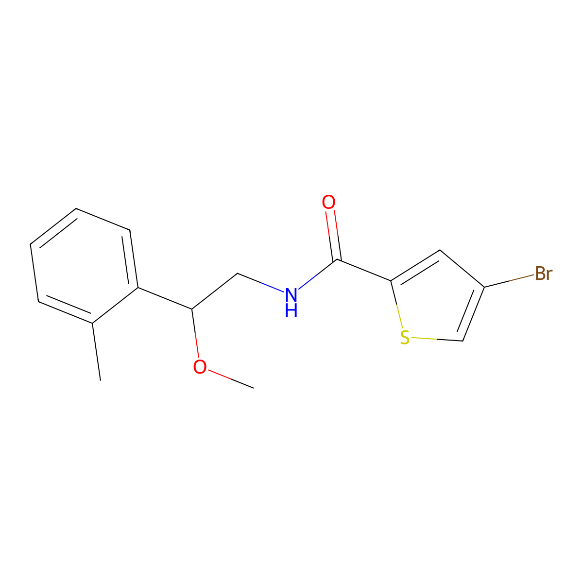 4-bromo-N-(2-methoxy-2-(o-tolyl)ethyl)thiophene-2-carboxamide molecular structure, CAS 1797892-77-3
