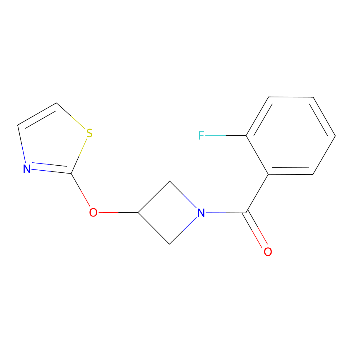 (2-Fluorophenyl)(3-(thiazol-2-yloxy)azetidin-1-yl)methanone molecular structure, CAS 1797892-82-0