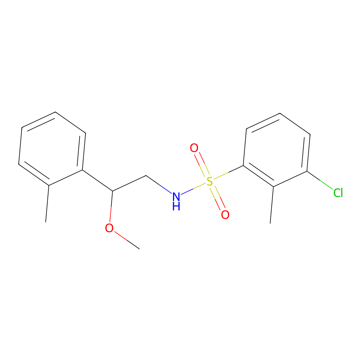 3-chloro-N-(2-methoxy-2-(o-tolyl)ethyl)-2-methylbenzenesulfonamide molecular structure, CAS 1797892-92-2