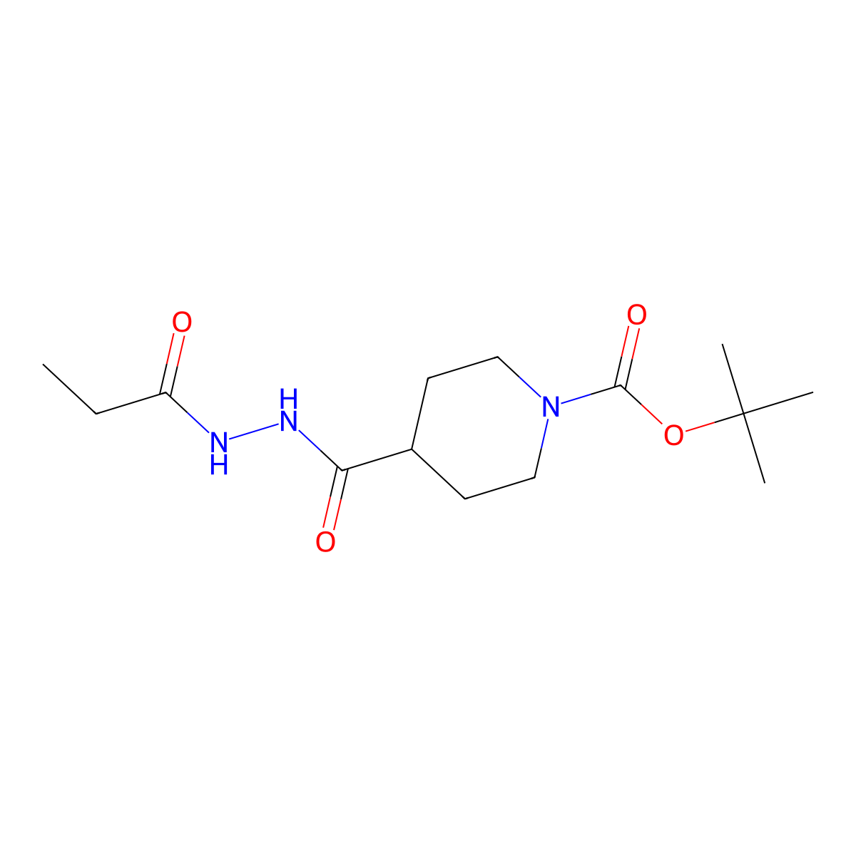 Tert-butyl 4-(N'-propanoylhydrazinecarbonyl)piperidine-1-carboxylate molecular structure, CAS 1797893-01-6
