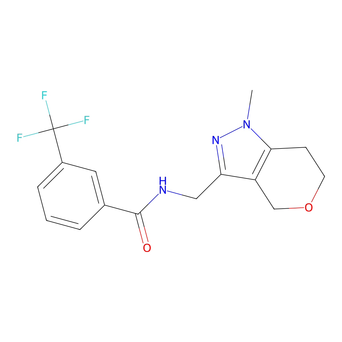 N-({1-methyl-1H,4H,6H,7H-pyrano[4,3-c]pyrazol-3-yl}methyl)-3-(trifluoromethyl)benzamide molecular structure, CAS 1797893-06-1