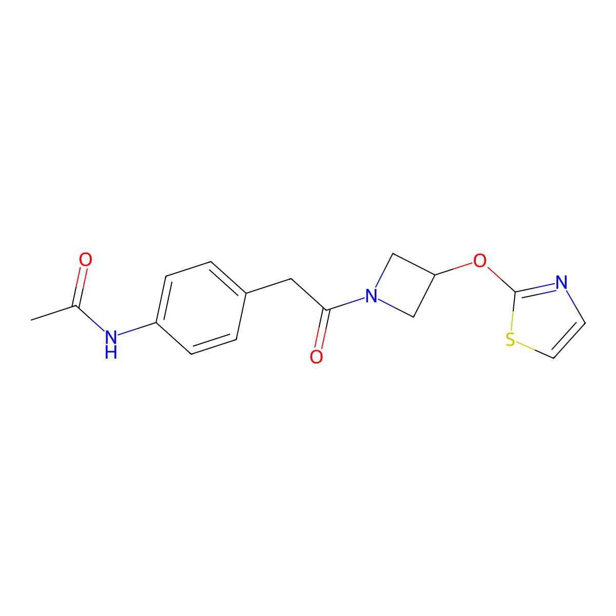 N-(4-(2-oxo-2-(3-(thiazol-2-yloxy)azetidin-1-yl)ethyl)phenyl)acetamide molecular structure, CAS 1797893-08-3