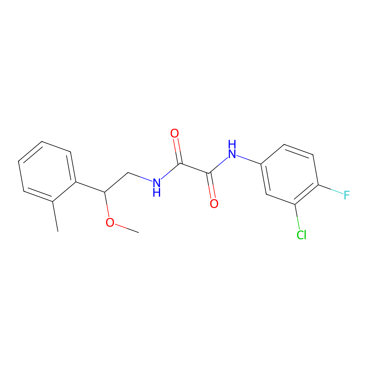 N1-(3-chloro-4-fluorophenyl)-N2-(2-methoxy-2-(o-tolyl)ethyl)oxalamide molecular structure, CAS 1797893-11-8