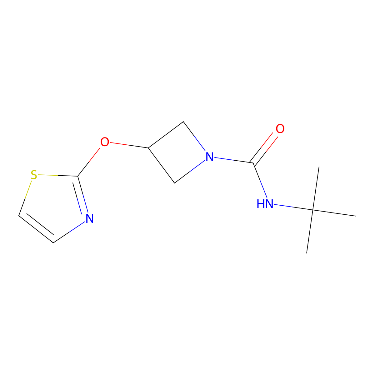 N-(tert-butyl)-3-(thiazol-2-yloxy)azetidine-1-carboxamide molecular structure, CAS 1797893-17-4