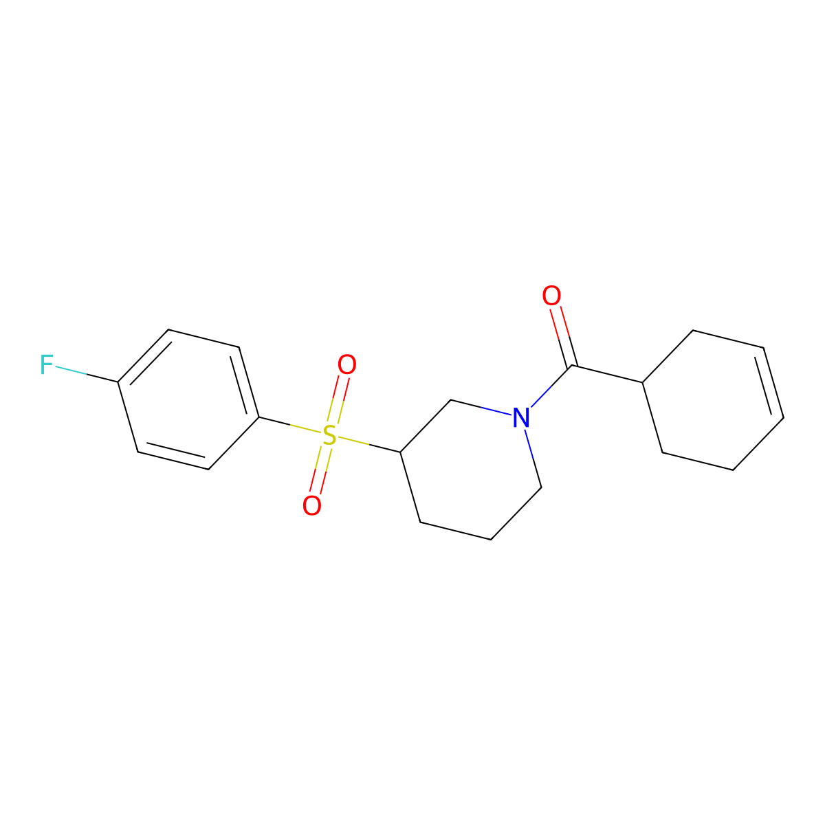 Cyclohex-3-en-1-yl(3-((4-fluorophenyl)sulfonyl)piperidin-1-yl)methanone molecular structure, CAS 1797893-20-9