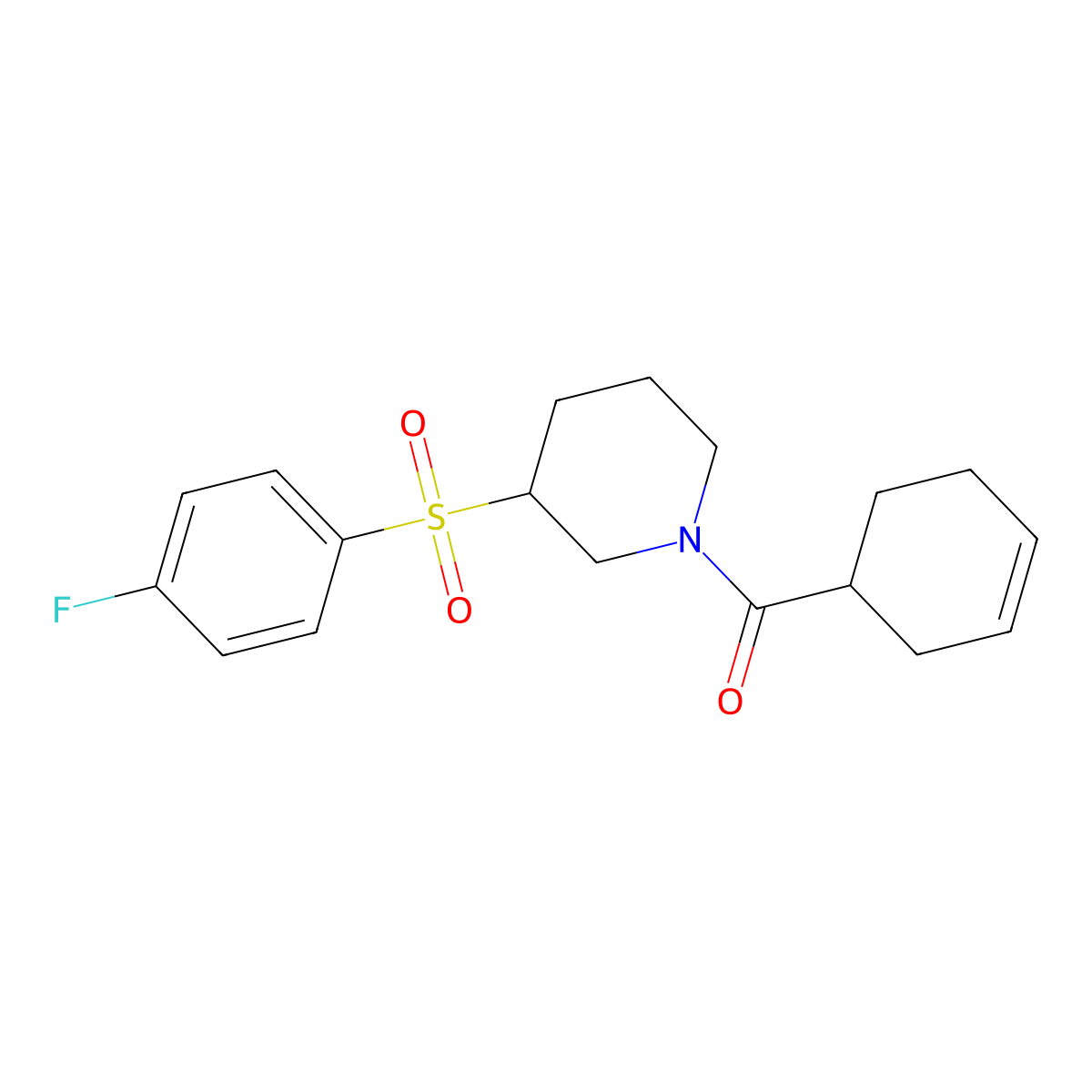Cyclohex-3-en-1-yl(3-((4-fluorophenyl)sulfonyl)piperidin-1-yl)methanone molecular structure, CAS 1797893-20-9