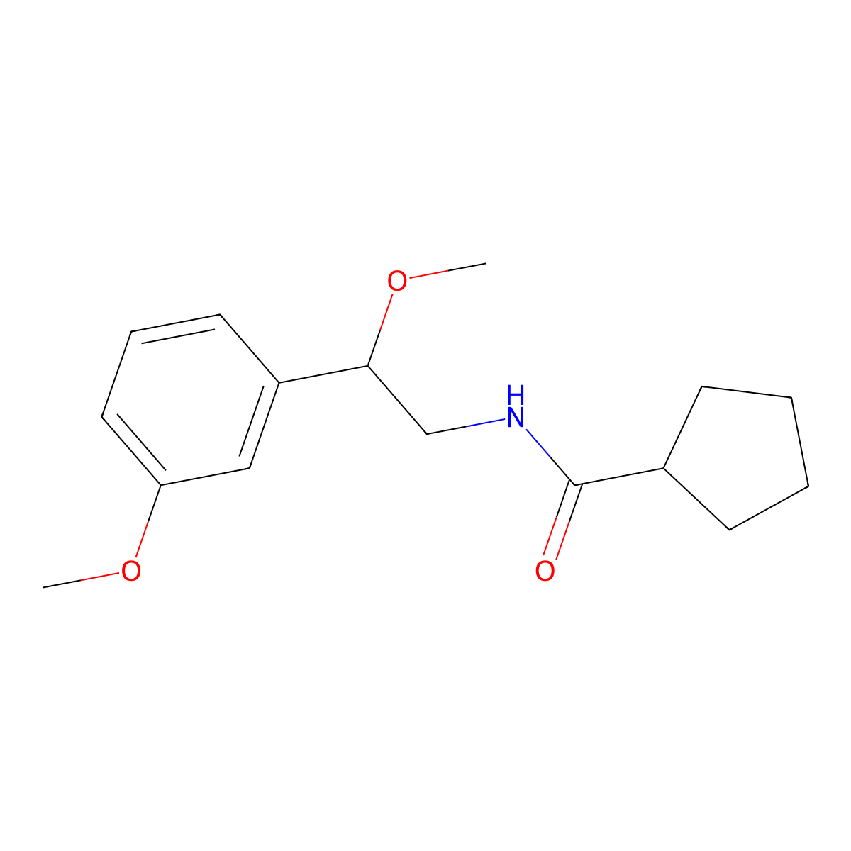 N-[2-methoxy-2-(3-methoxyphenyl)ethyl]cyclopentanecarboxamide molecular structure, CAS 1797893-25-4