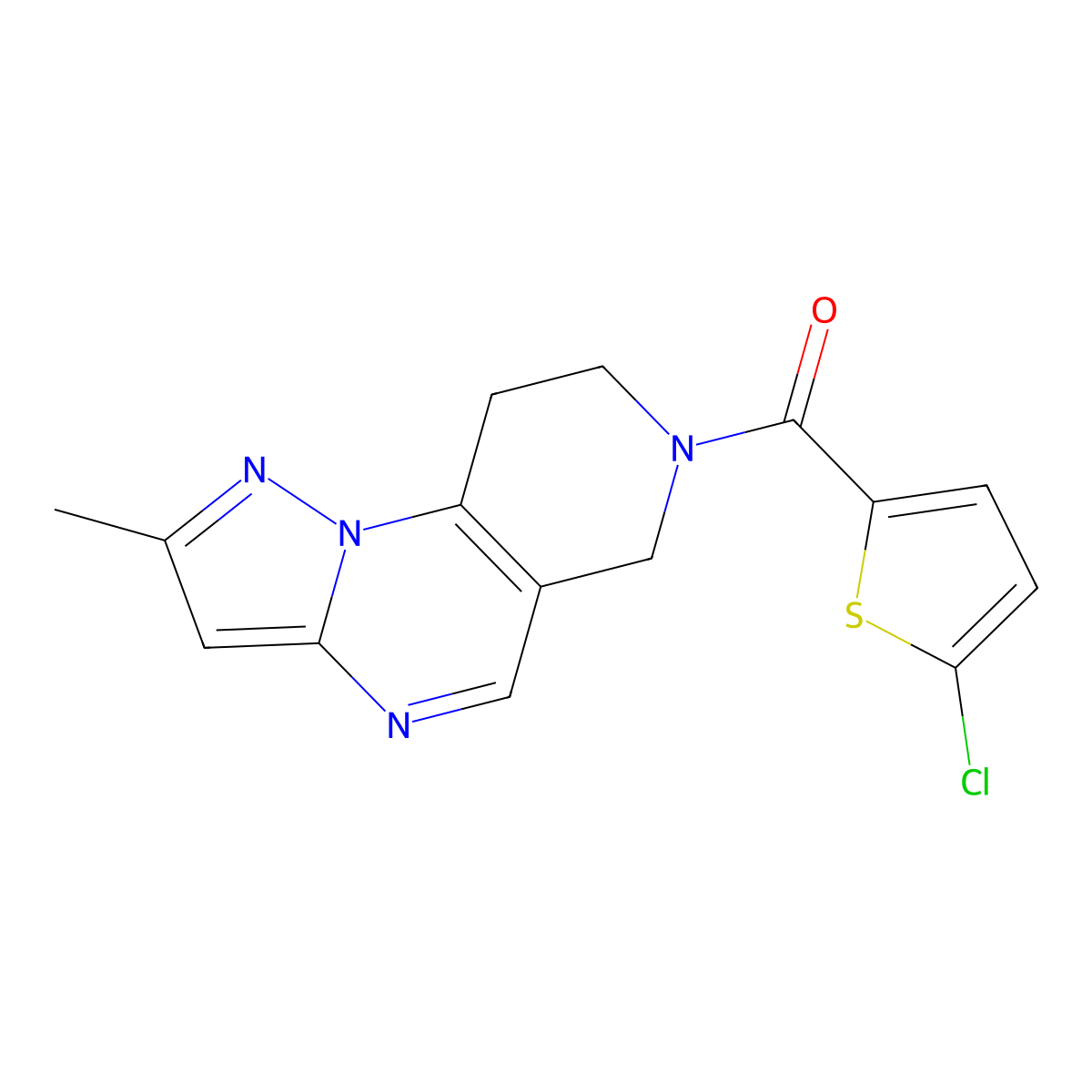 (5-chlorothiophen-2-yl)(2-methyl-8,9-dihydropyrazolo[1,5-a]pyrido[3,4-e]pyrimidin-7(6H)-yl)methanone molecular structure, CAS 1797893-26-5