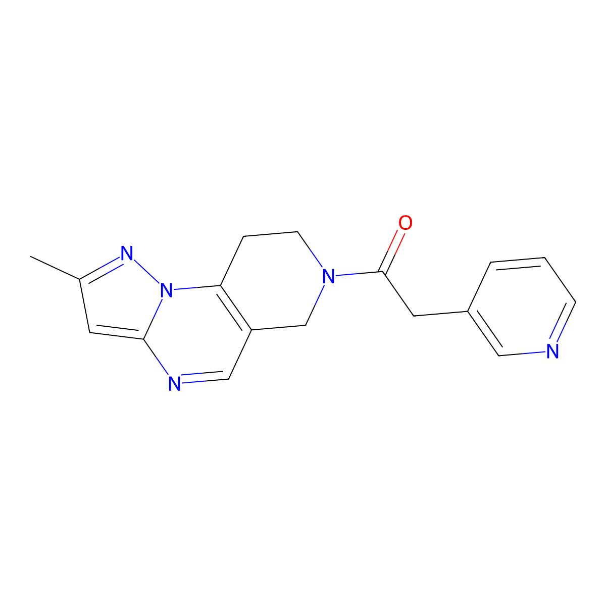 1-{4-Methyl-2,3,7,11-tetraazatricyclo[7.4.0.0^{2,6}]trideca-1(9),3,5,7-tetraen-11-yl}-2-(pyridin-3-yl)ethan-1-one molecular structure, CAS 1797893-43-6
