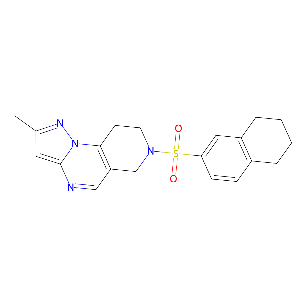 4-Methyl-11-(5,6,7,8-tetrahydronaphthalene-2-sulfonyl)-2,3,7,11-tetraazatricyclo[7.4.0.0^{2,6}]trideca-1(9),3,5,7-tetraene molecular structure, CAS 1797893-44-7