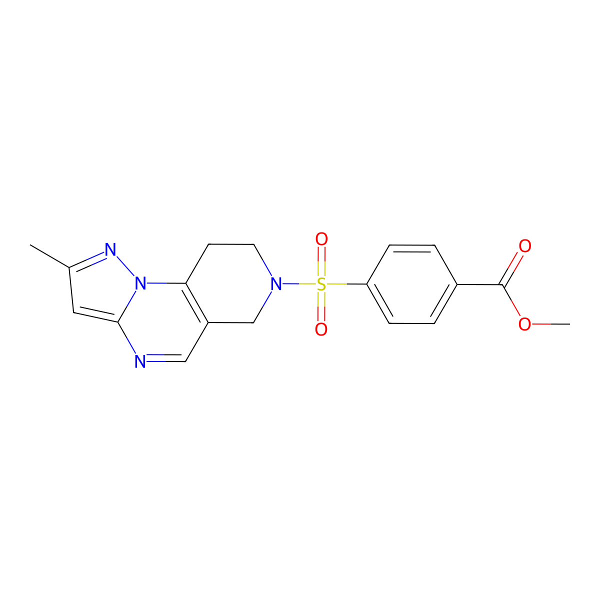 Methyl 4-({4-methyl-2,3,7,11-tetraazatricyclo[7.4.0.0^{2,6}]trideca-1(9),3,5,7-tetraen-11-yl}sulfonyl)benzoate molecular structure, CAS 1797893-45-8