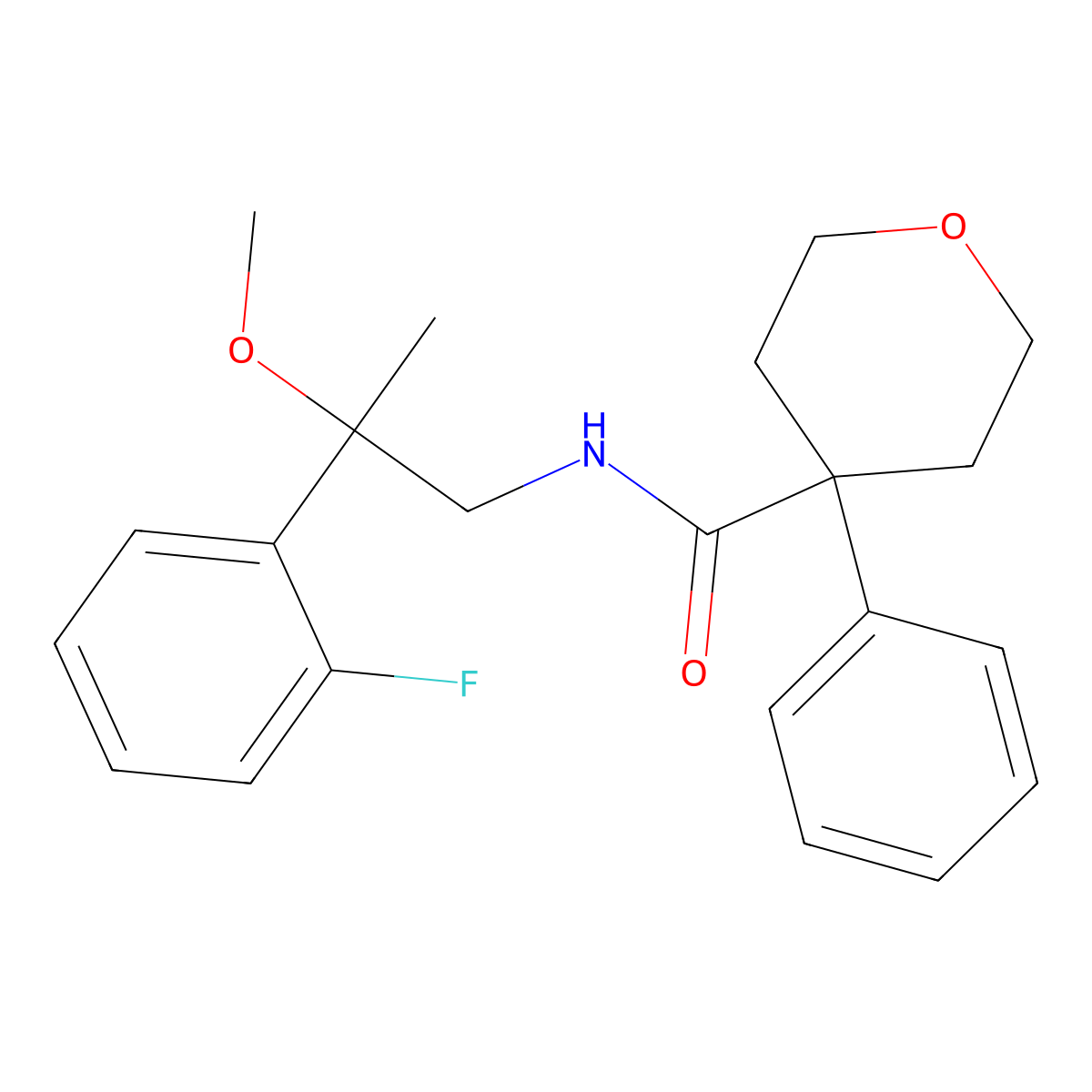 N-(2-(2-fluorophenyl)-2-methoxypropyl)-4-phenyltetrahydro-2H-pyran-4-carboxamide molecular structure, CAS 1797893-64-1