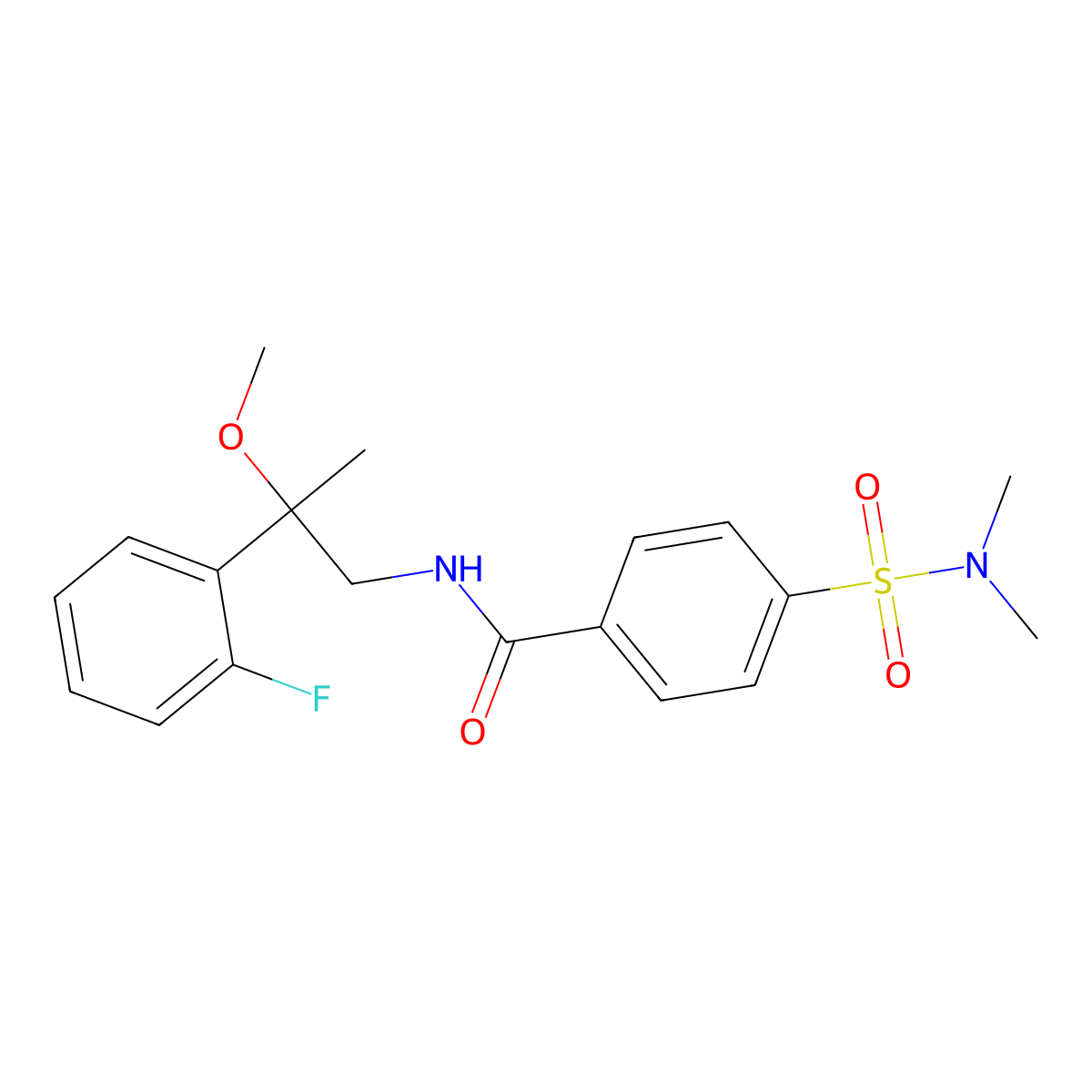 4-(N,N-dimethylsulfamoyl)-N-(2-(2-fluorophenyl)-2-methoxypropyl)benzamide molecular structure, CAS 1797893-69-6