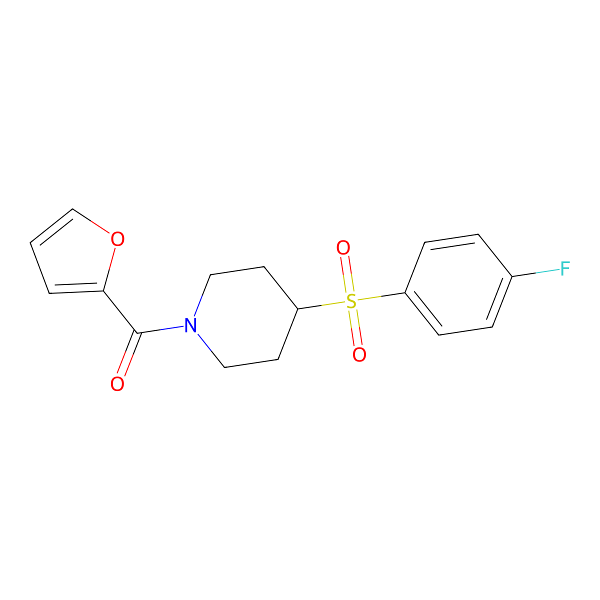 (4-((4-Fluorophenyl)sulfonyl)piperidin-1-yl)(furan-2-yl)methanone molecular structure, CAS 1797893-70-9