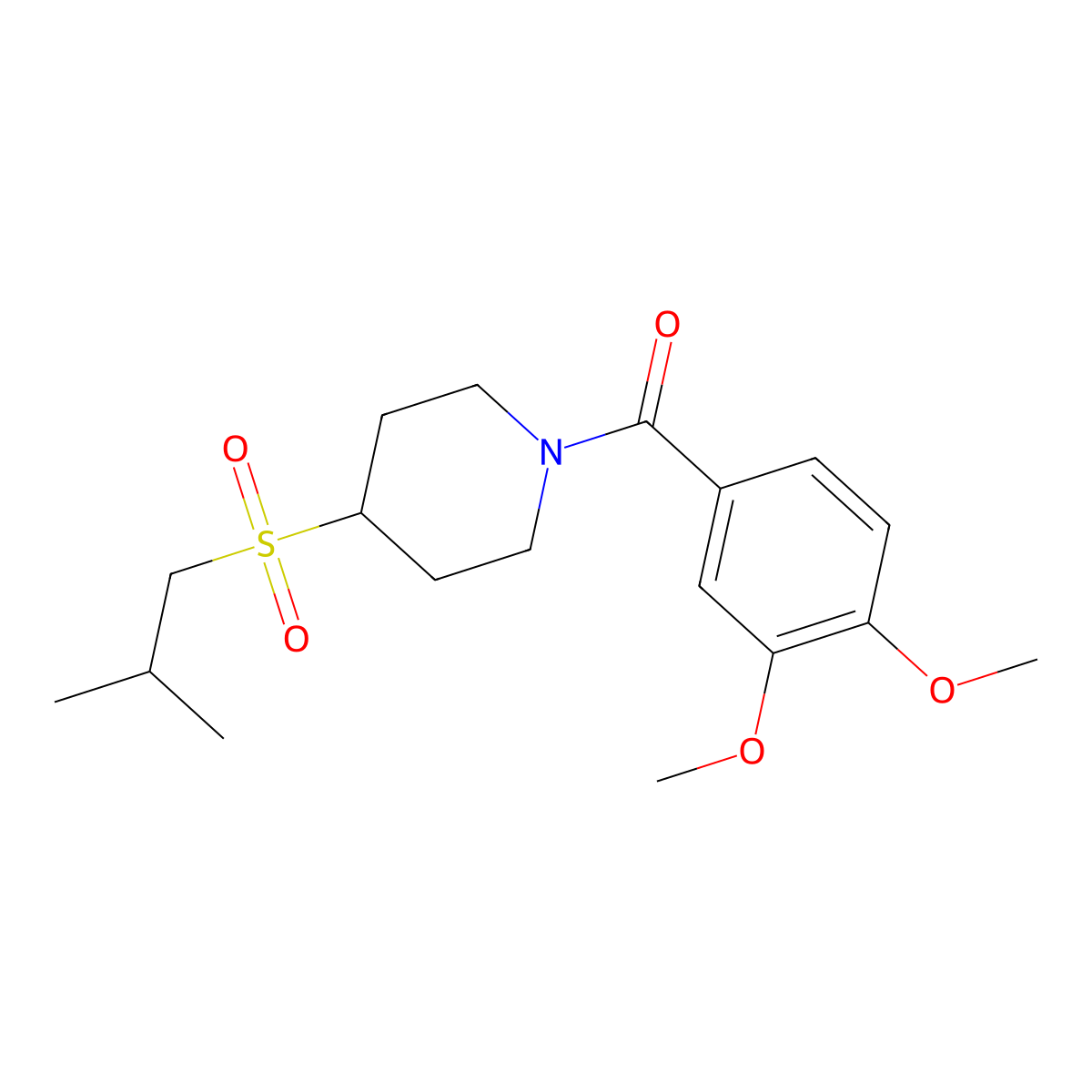 (3,4-Dimethoxyphenyl)(4-(isobutylsulfonyl)piperidin-1-yl)methanone molecular structure, CAS 1797893-74-3