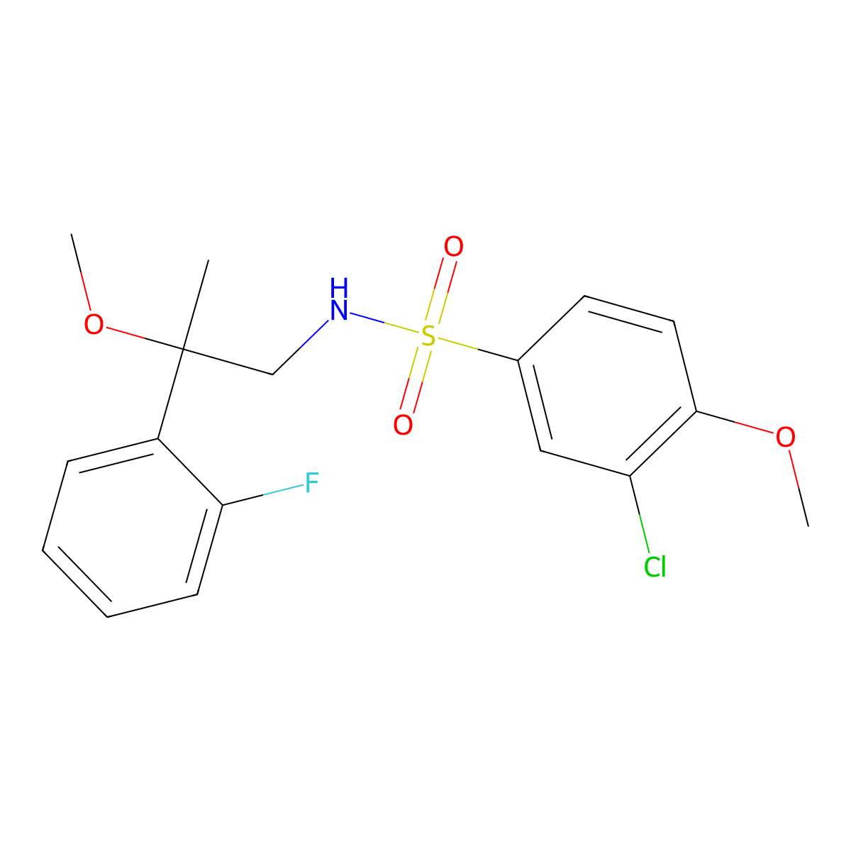 3-chloro-N-(2-(2-fluorophenyl)-2-methoxypropyl)-4-methoxybenzenesulfonamide molecular structure, CAS 1797893-83-4