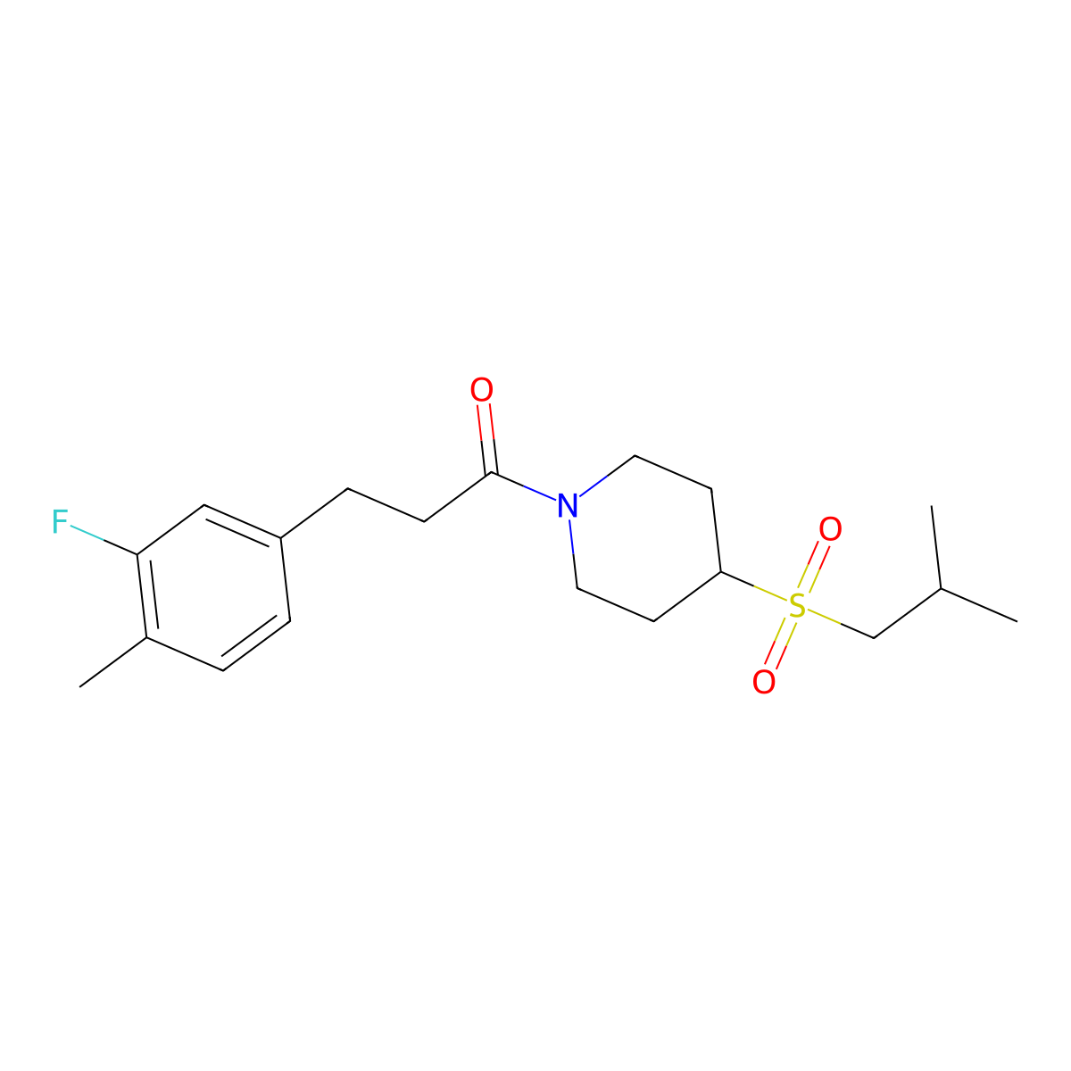 3-(3-Fluoro-4-methylphenyl)-1-(4-(isobutylsulfonyl)piperidin-1-yl)propan-1-one molecular structure, CAS 1797893-84-5