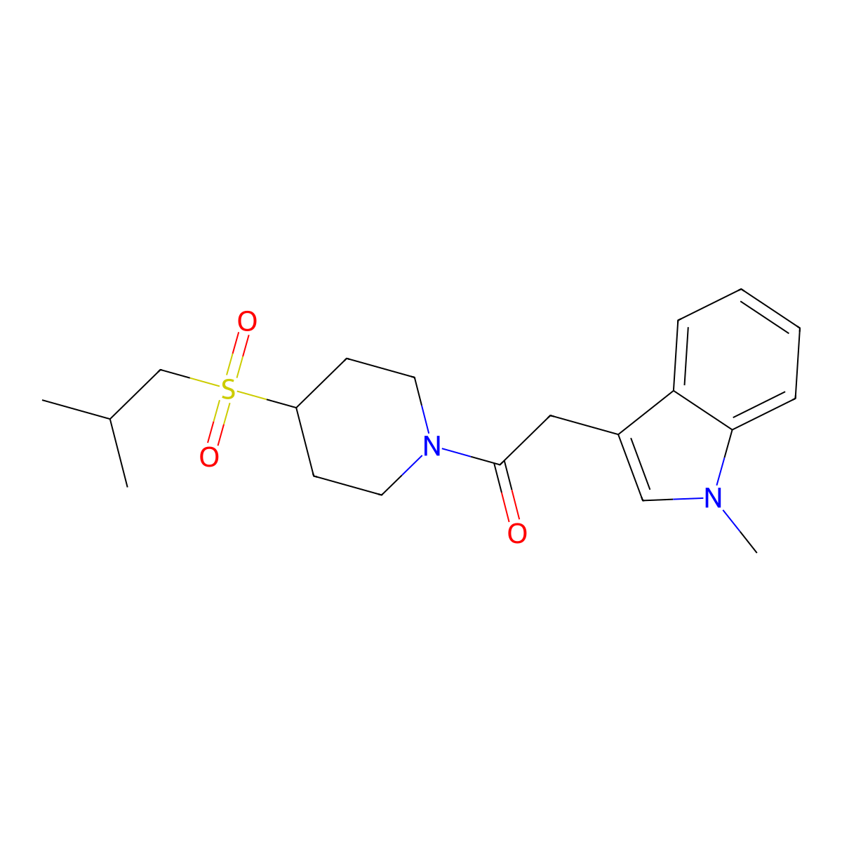 1-(4-(isobutylsulfonyl)piperidin-1-yl)-2-(1-methyl-1H-indol-3-yl)ethanone molecular structure, CAS 1797893-88-9