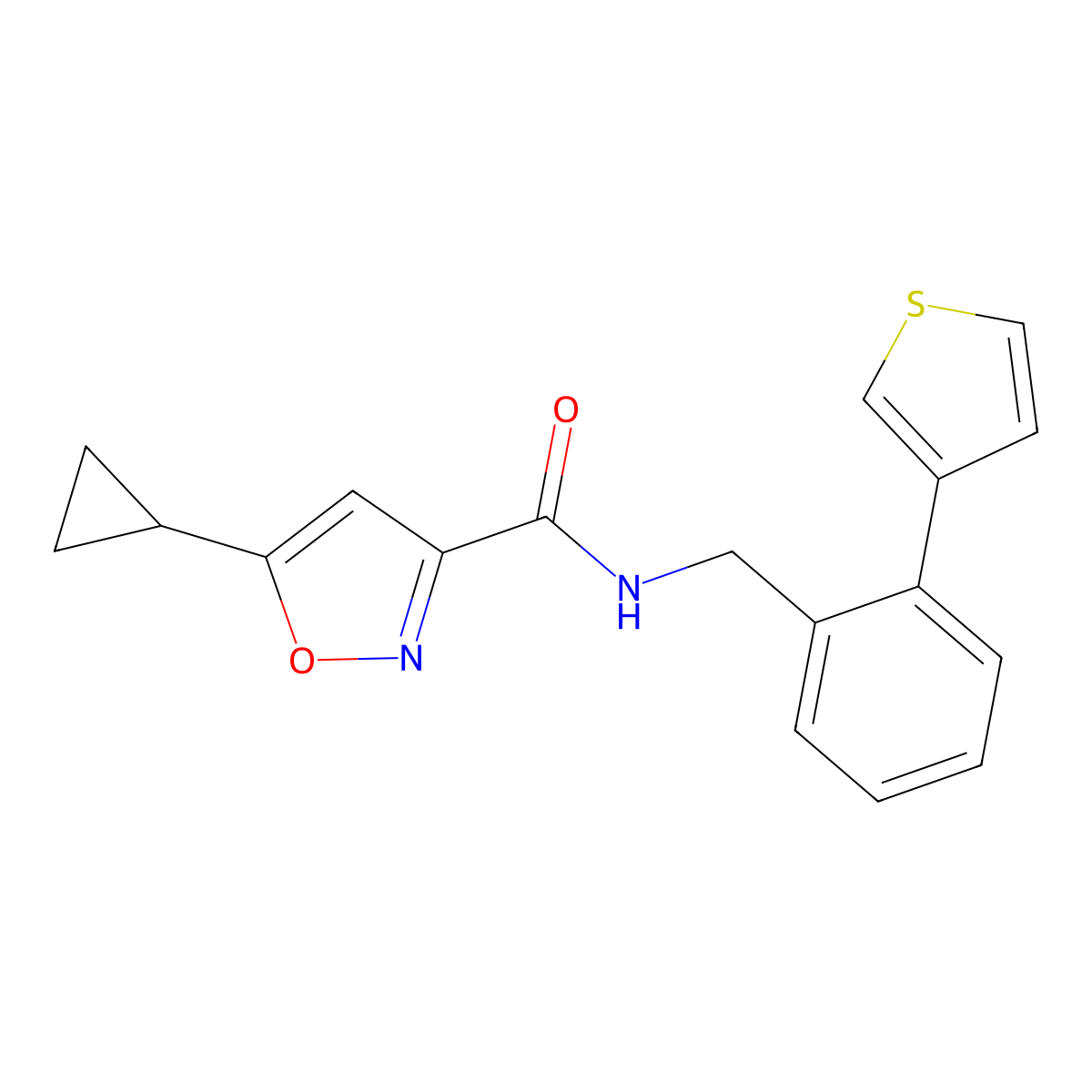 5-cyclopropyl-N-(2-(thiophen-3-yl)benzyl)isoxazole-3-carboxamide molecular structure, CAS 1797894-89-3