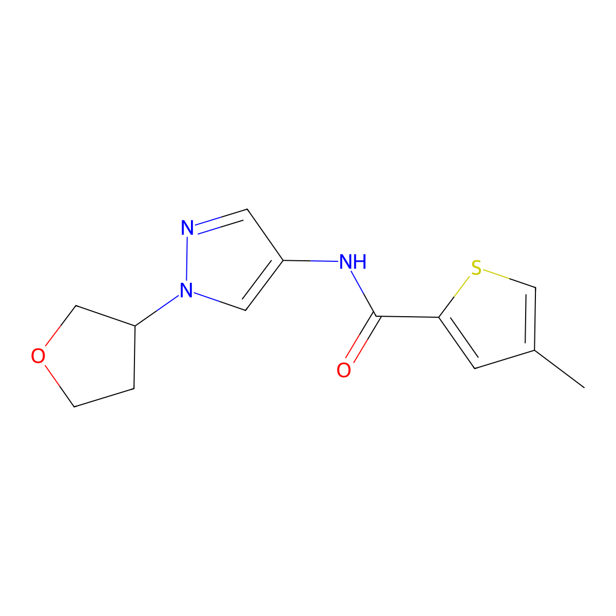 4-methyl-N-(1-(tetrahydrofuran-3-yl)-1H-pyrazol-4-yl)thiophene-2-carboxamide molecular structure, CAS 1797895-09-0