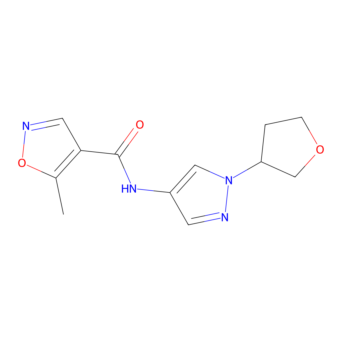 5-methyl-N-(1-(tetrahydrofuran-3-yl)-1H-pyrazol-4-yl)isoxazole-4-carboxamide molecular structure, CAS 1797895-19-2