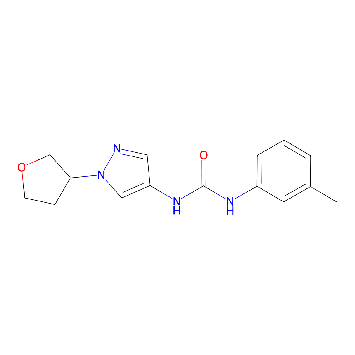 1-(1-(tetrahydrofuran-3-yl)-1H-pyrazol-4-yl)-3-(m-tolyl)urea molecular structure, CAS 1797895-20-5
