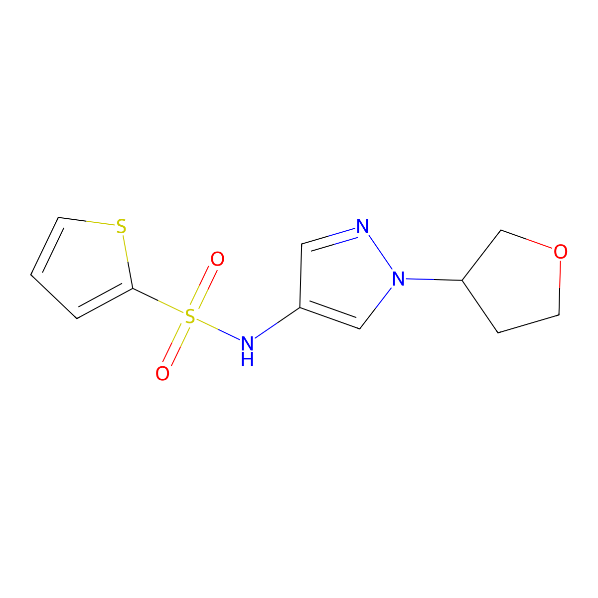 N-(1-(tetrahydrofuran-3-yl)-1H-pyrazol-4-yl)thiophene-2-sulfonamide molecular structure, CAS 1797895-21-6