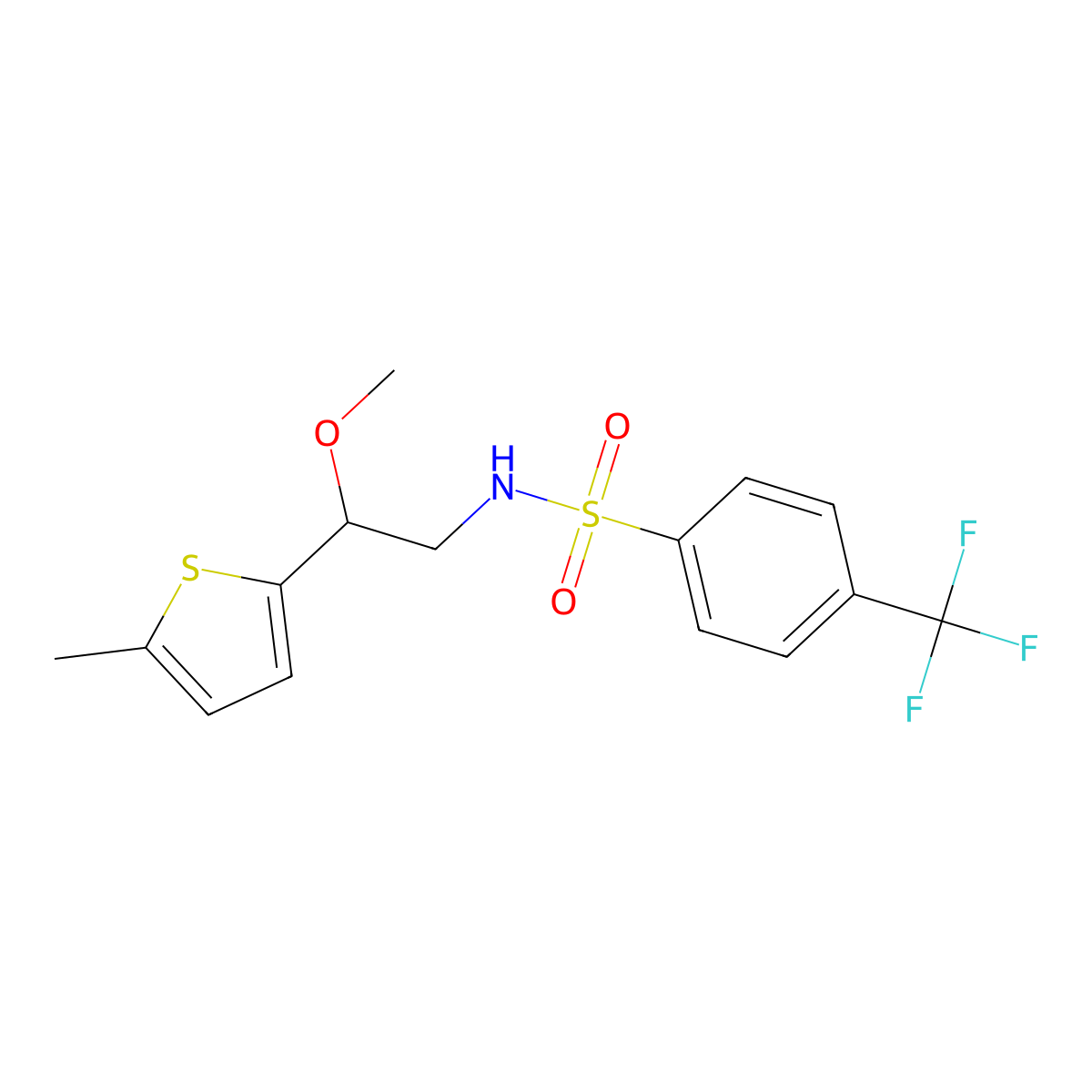N-(2-methoxy-2-(5-methylthiophen-2-yl)ethyl)-4-(trifluoromethyl)benzenesulfonamide molecular structure, CAS 1797895-90-9