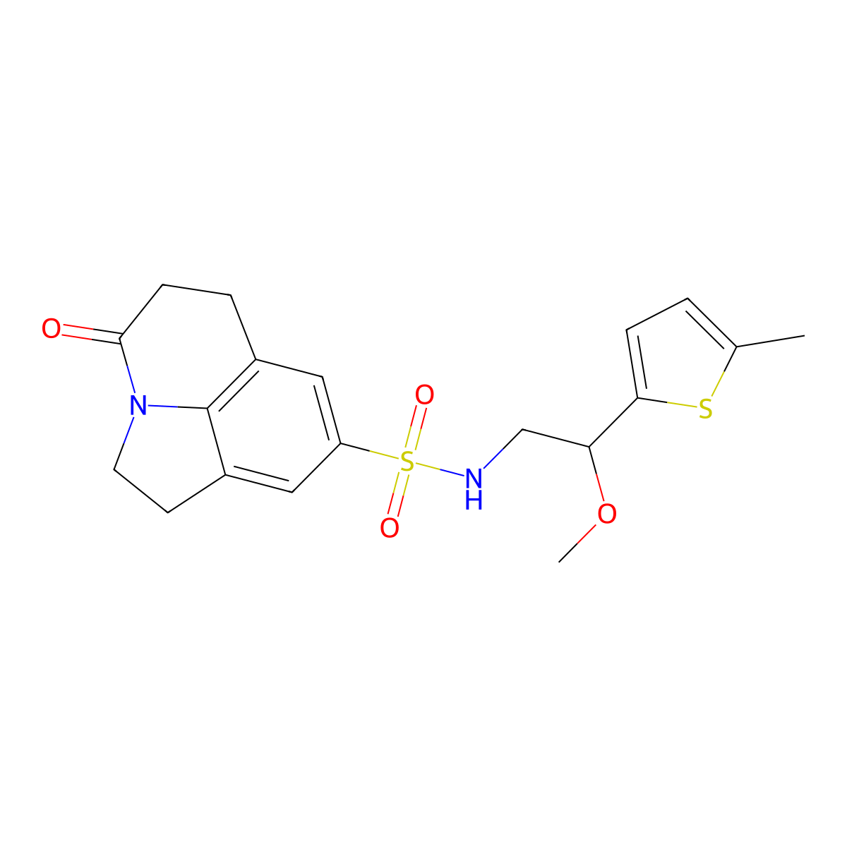 N-[2-methoxy-2-(5-methylthiophen-2-yl)ethyl]-11-oxo-1-azatricyclo[6.3.1.0^{4,12}]dodeca-4(12),5,7-triene-6-sulfonamide molecular structure, CAS 1797895-98-7