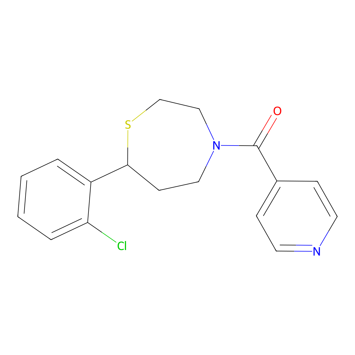 (7-(2-Chlorophenyl)-1,4-thiazepan-4-yl)(pyridin-4-yl)methanone molecular structure, CAS 1797896-88-8