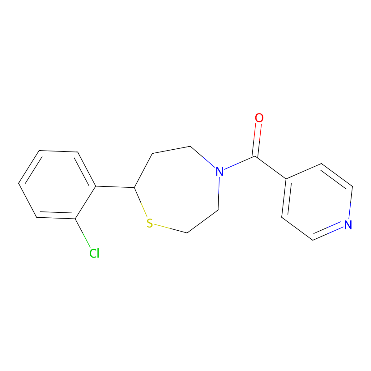 (7-(2-Chlorophenyl)-1,4-thiazepan-4-yl)(pyridin-4-yl)methanone molecular structure, CAS 1797896-88-8