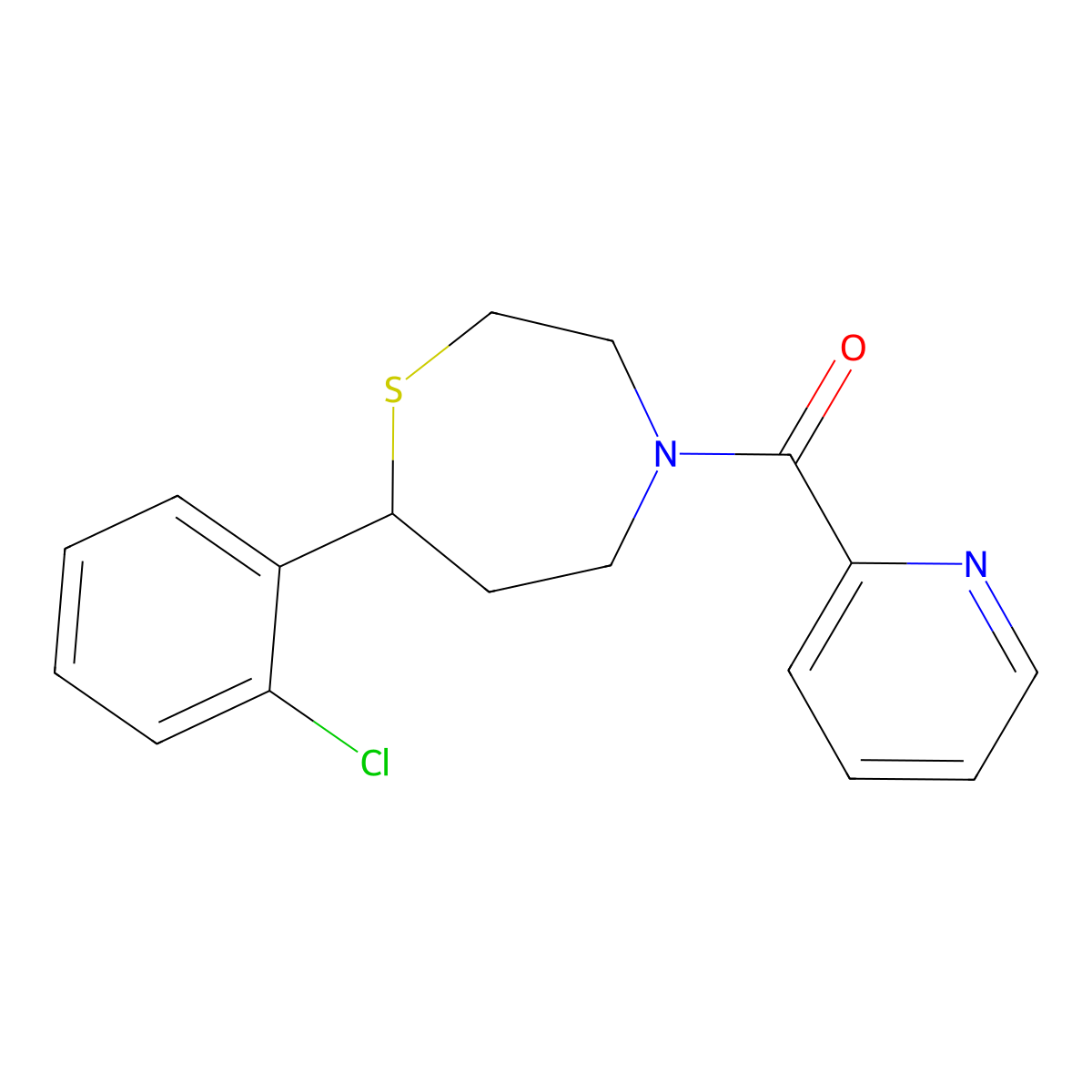 (7-(2-Chlorophenyl)-1,4-thiazepan-4-yl)(pyridin-2-yl)methanone molecular structure, CAS 1797896-94-6