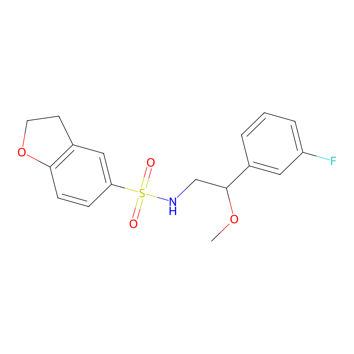 N-(2-(3-fluorophenyl)-2-methoxyethyl)-2,3-dihydrobenzofuran-5-sulfonamide molecular structure, CAS 1797897-00-7