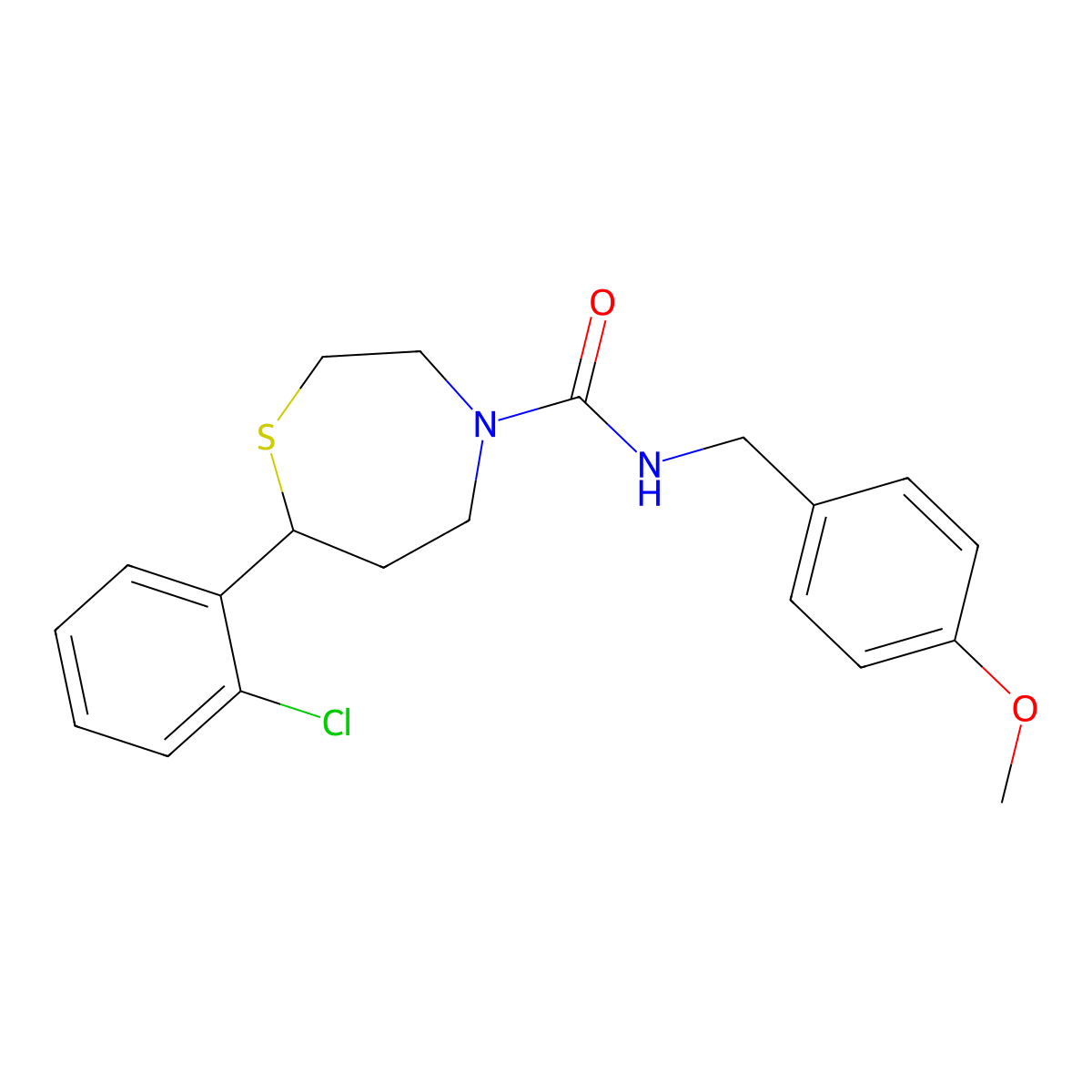 7-(2-chlorophenyl)-N-(4-methoxybenzyl)-1,4-thiazepane-4-carboxamide molecular structure, CAS 1797897-03-0